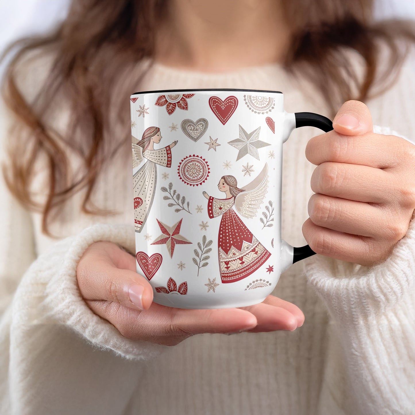 Festive Mug with Angel and Heart Design Ideal for Holidays