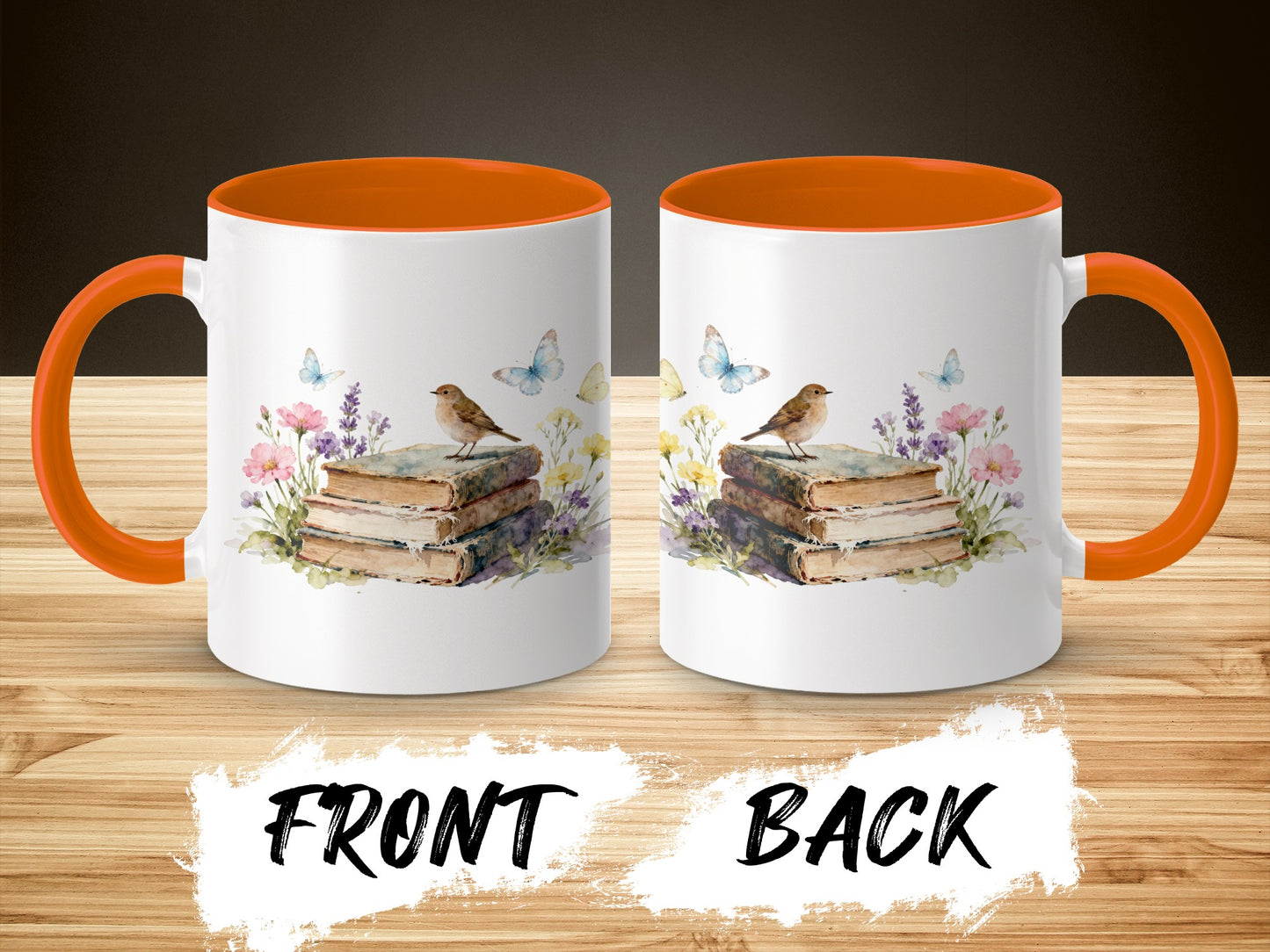 Vintage Books and Bird Illustration Coffee Mug product