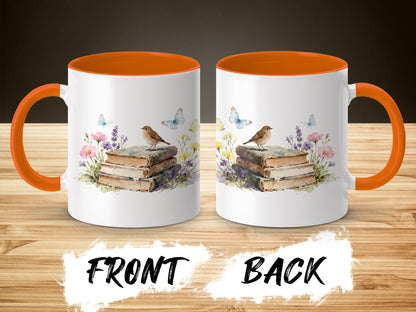 Vintage Books and Bird Illustration Coffee Mug product
