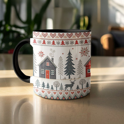 Festive Winter Wonderland Mug With Cozy Cabin Design