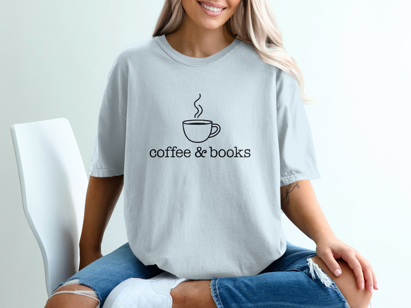Coffee and Books Themed Graphic T-Shirt Product