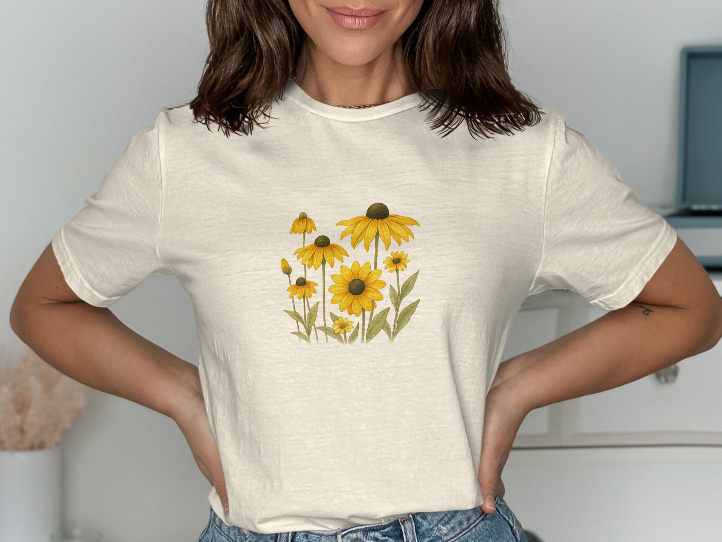 Sunny Yellow Floral Graphic T-shirt product type