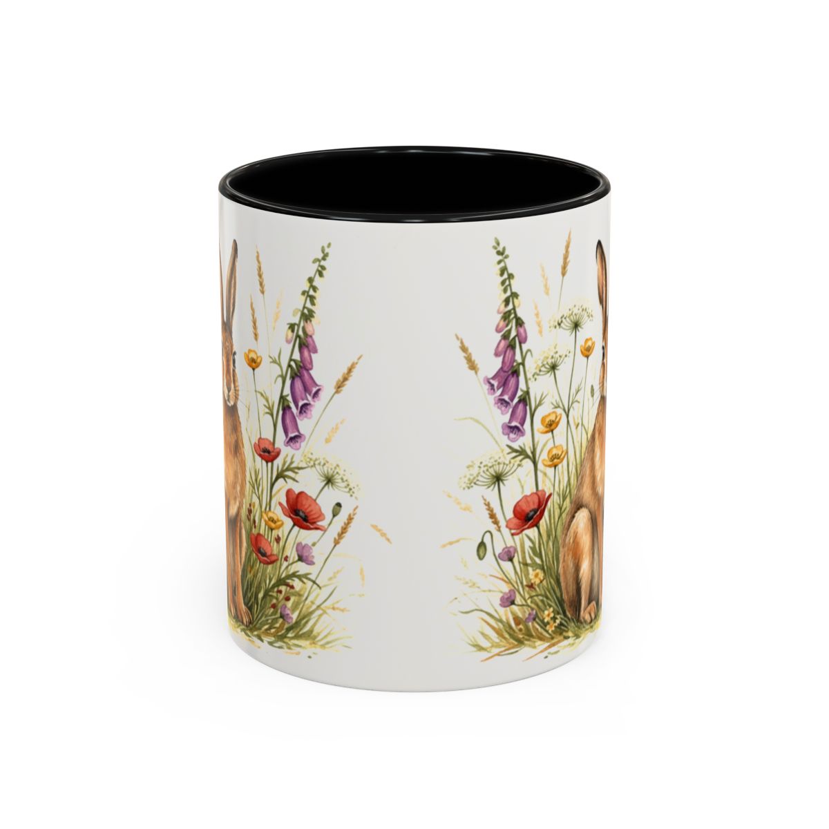Nature Inspired Floral Bunny Artwork Coffee Mug