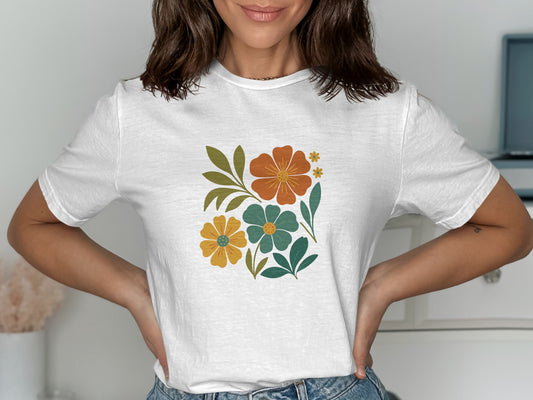Floral Graphic Tee with Colorful Blooms product type