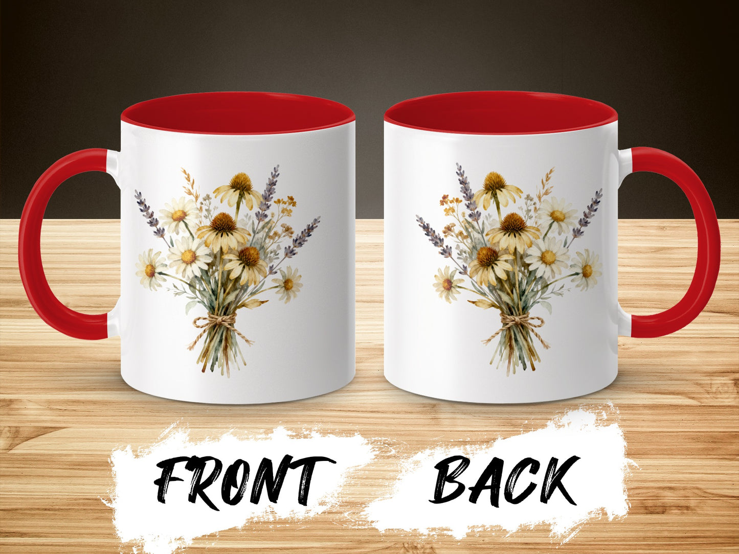Beautiful Red Handle White Floral Design Mug product