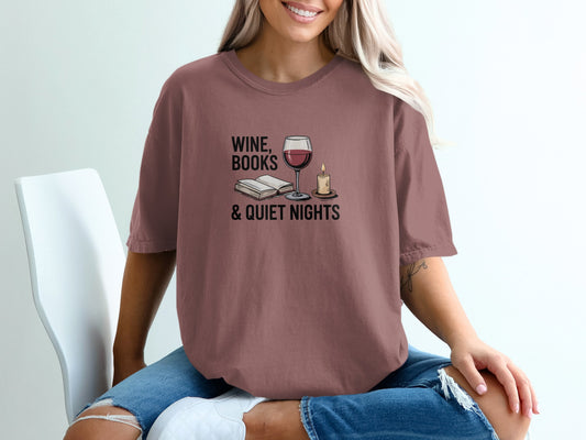 Wine Books and Quiet Nights Graphic T-shirt product type