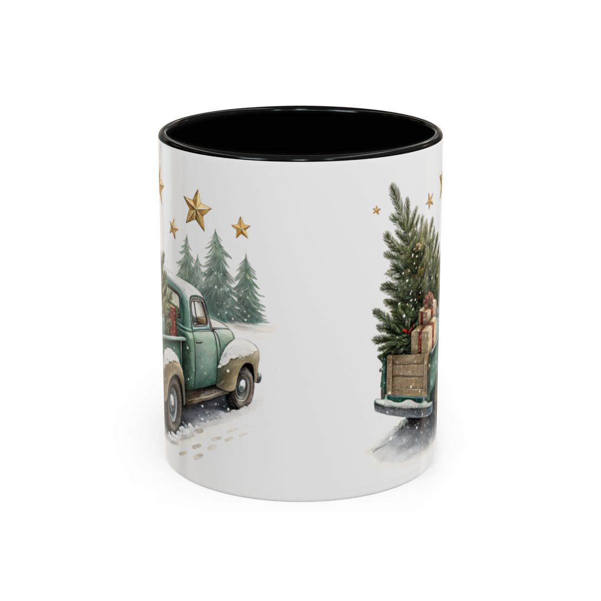 Vintage Christmas Tree Truck Mug Holiday Season Decor