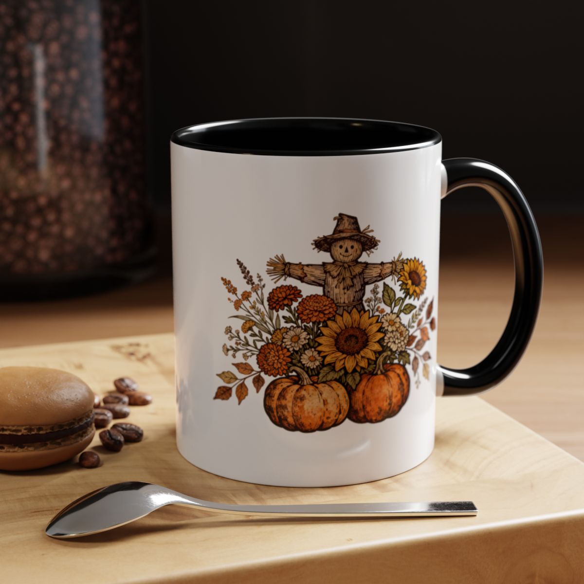 Autumn Scarecrow and Sunflowers Themed Mug