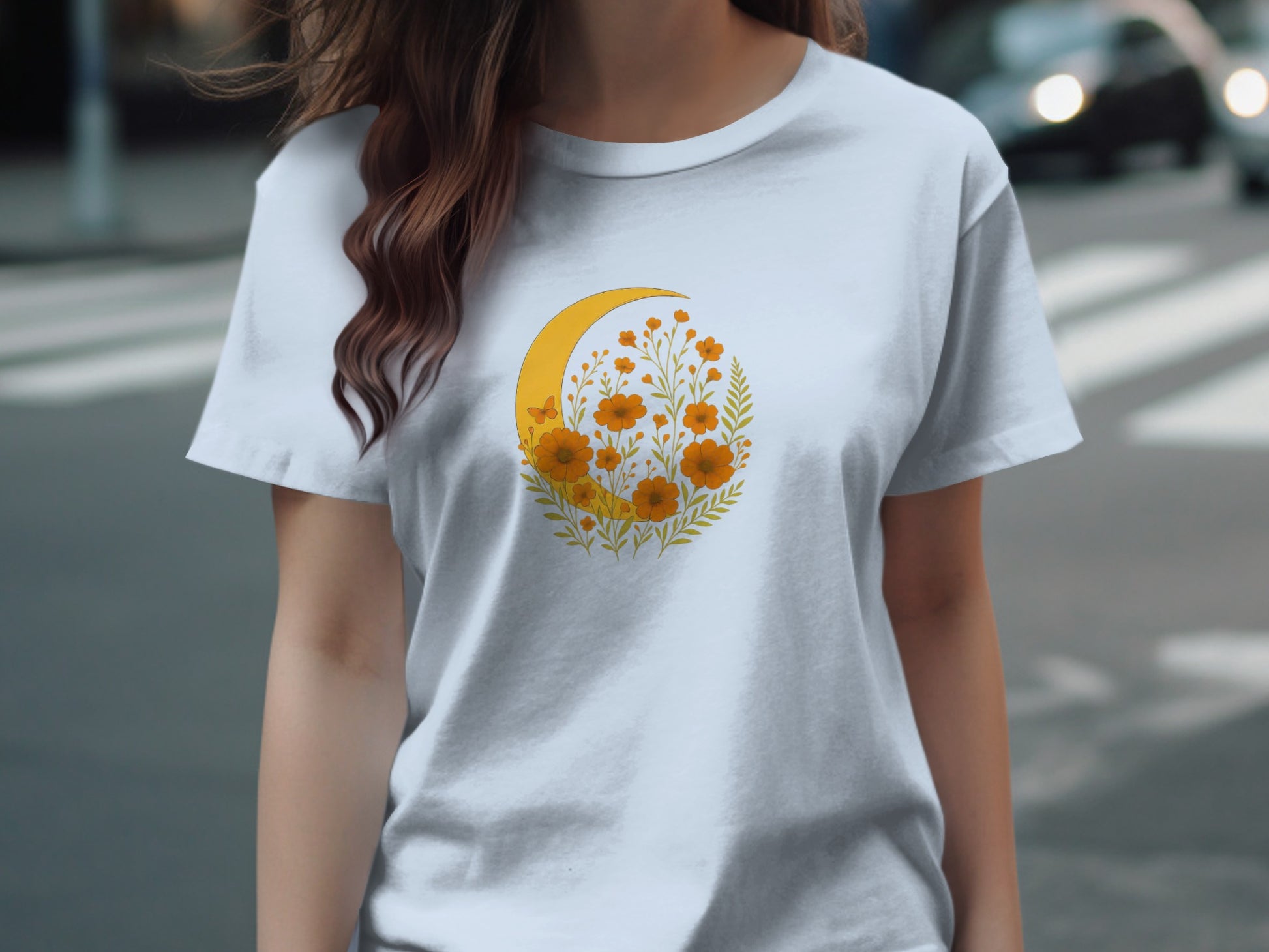 Beautiful Floral Moon Design Graphic T-shirt product