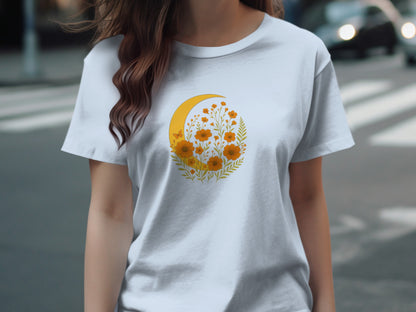 Beautiful Floral Moon Design Graphic T-shirt product
