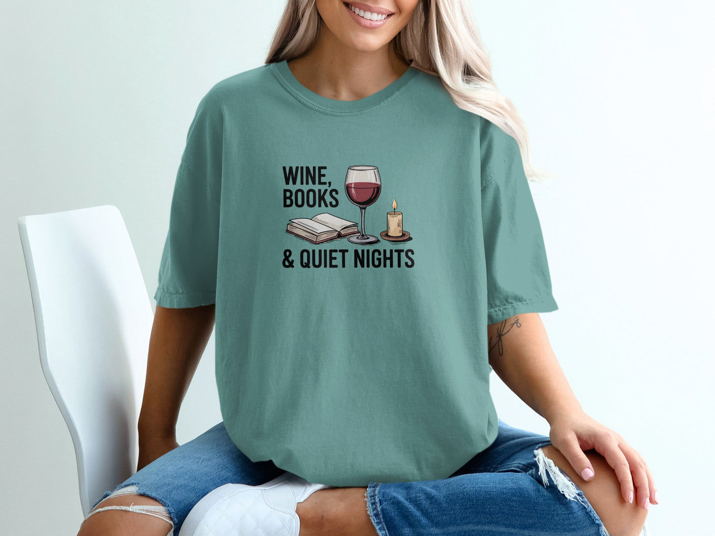 Wine Books & Quiet Nights Graphic T-shirt Product