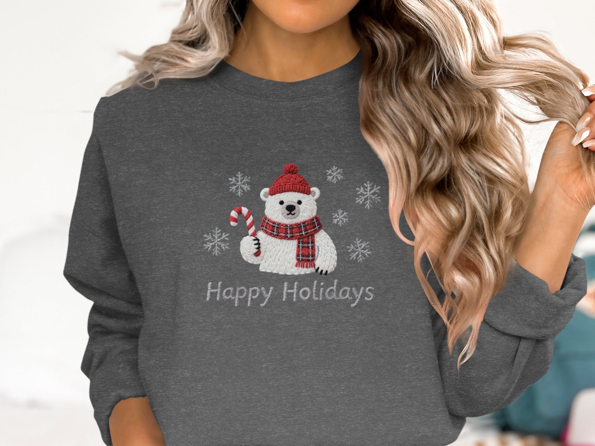 Cozy Bear Happy Holidays Sweatshirt Perfect for Winter