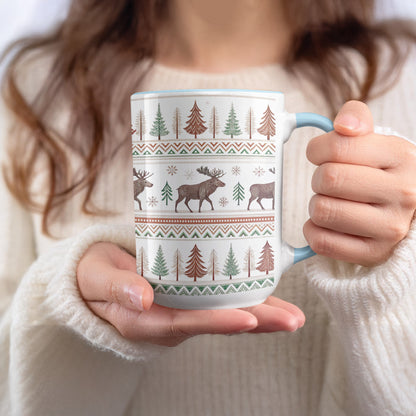Scandinavian Style Moose Winter Themed Mug