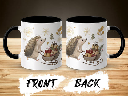 Festive Hedgehog with Gifts Winter Holiday Mug