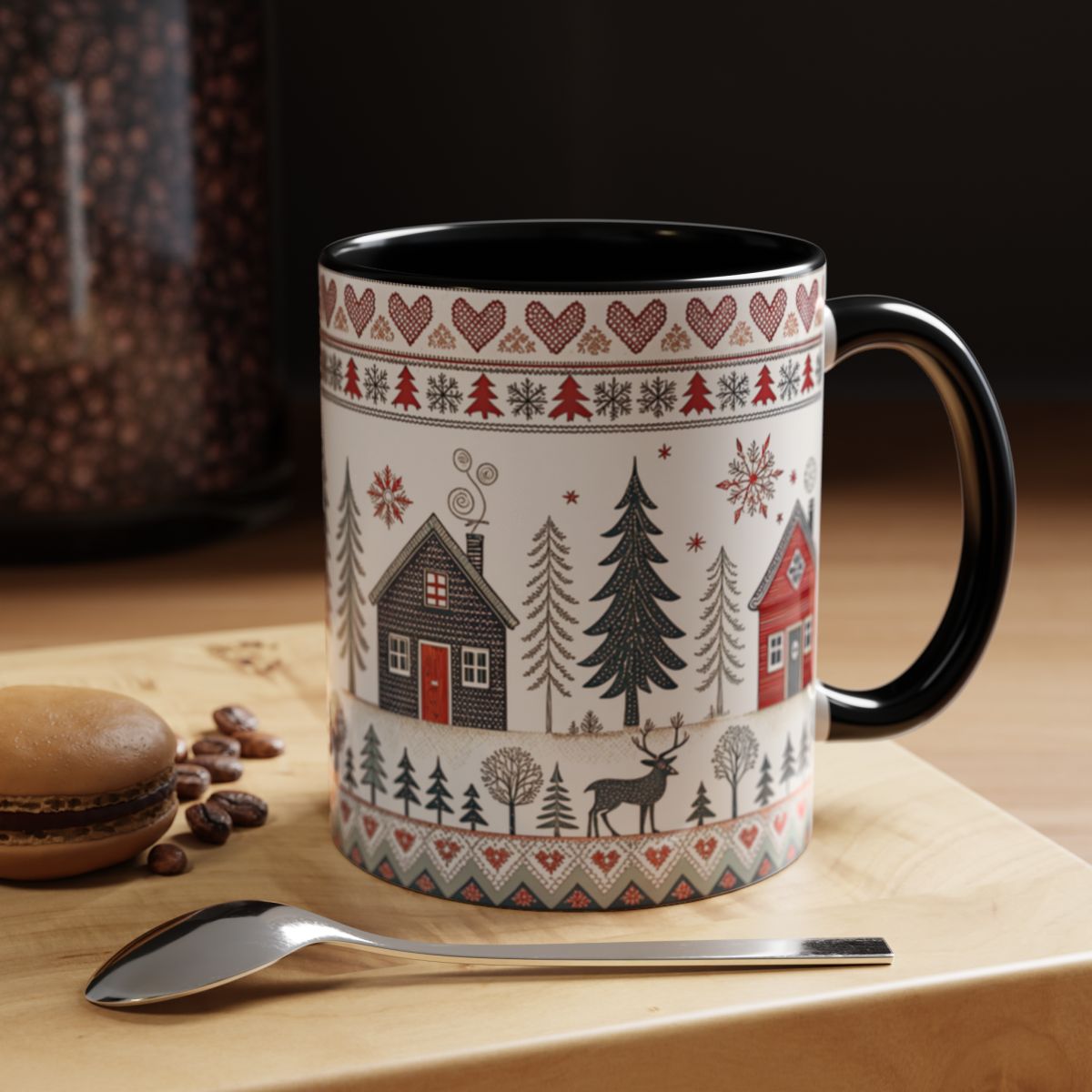 Festive Holiday Coffee Mug with Winter Village Design