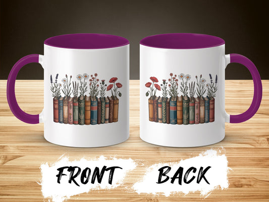 Colorful Books and Flowers Themed Coffee Mug product