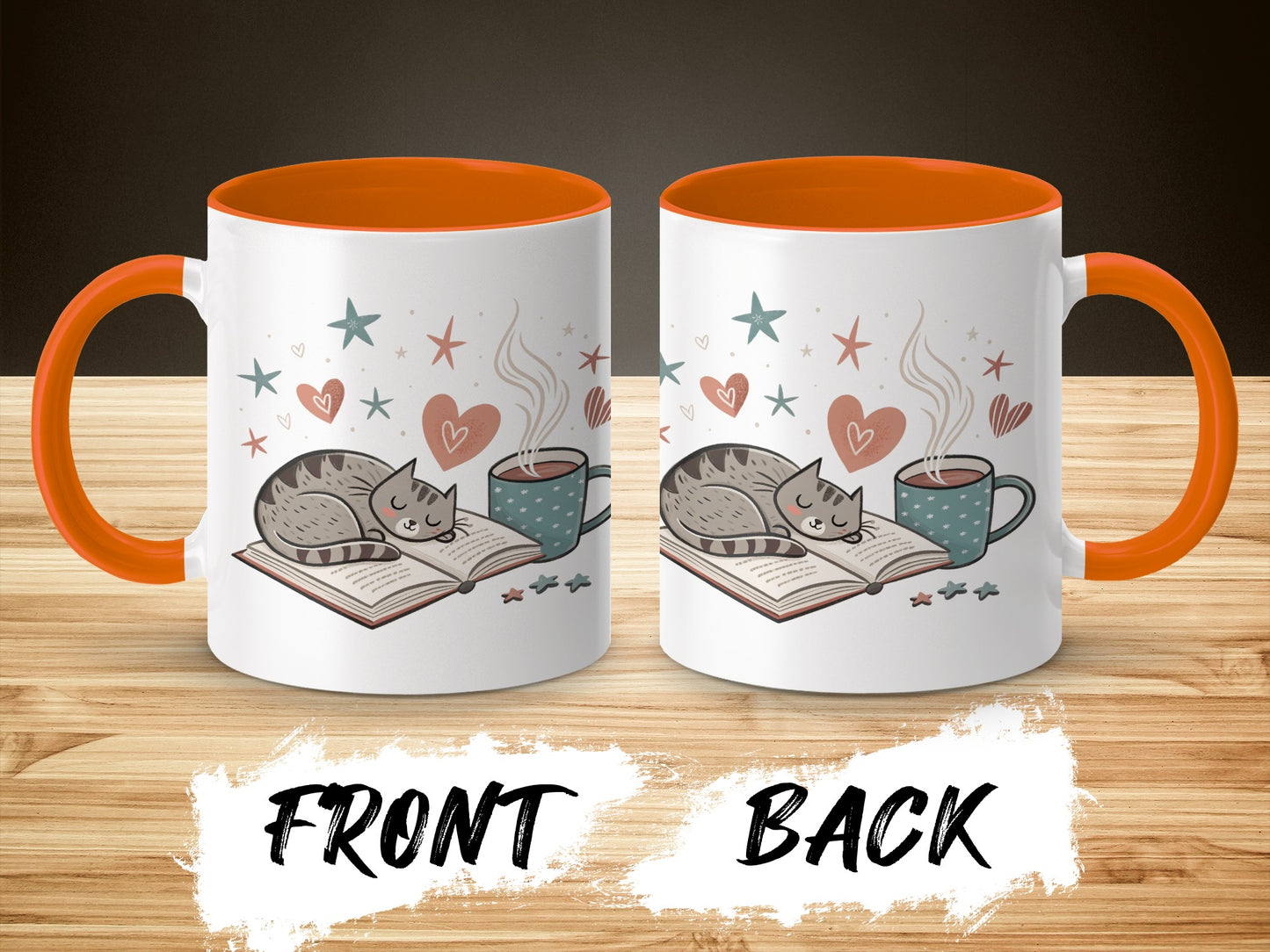Cozy Cat with Coffee and Book Ceramic Mug Product