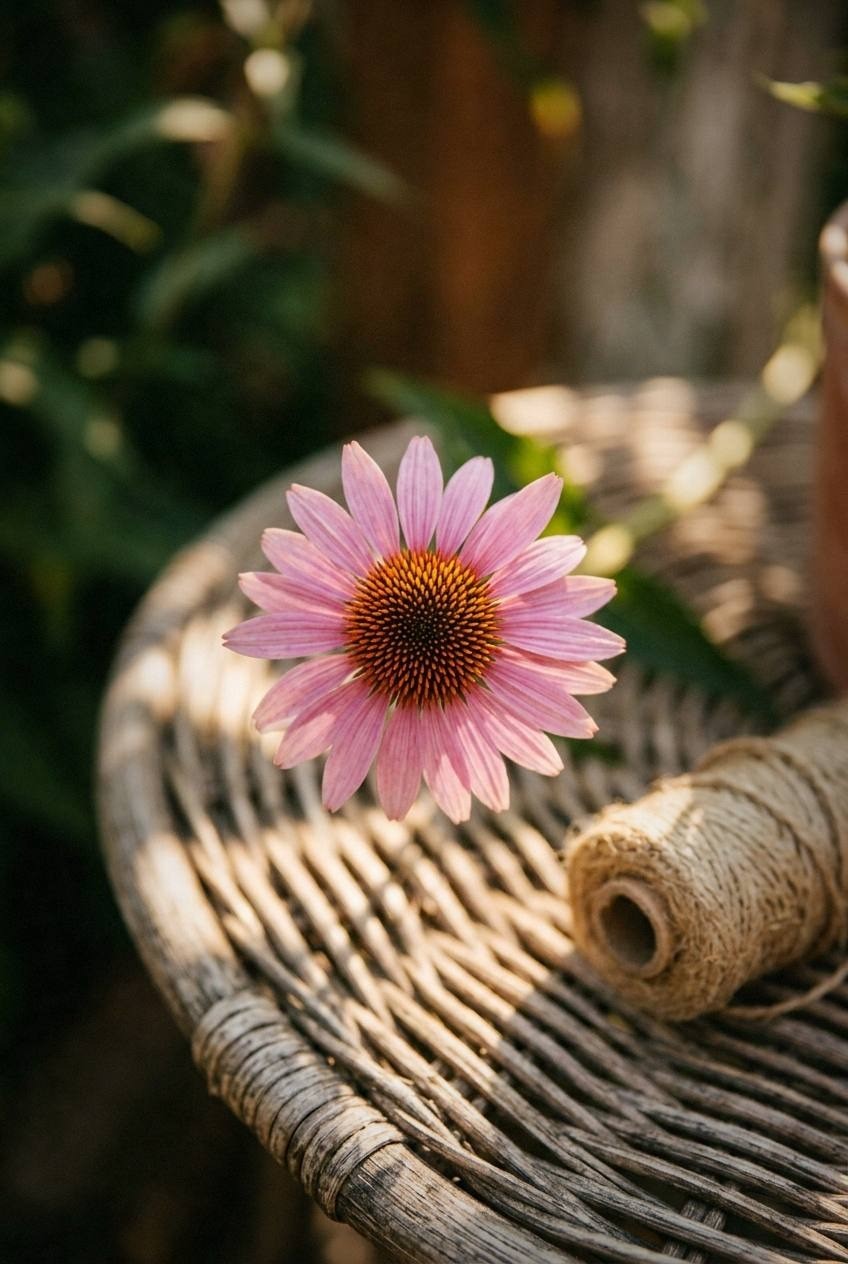 Yellow yarrow flat-topped flowers blooming alongside coneflowers in a cottage bed