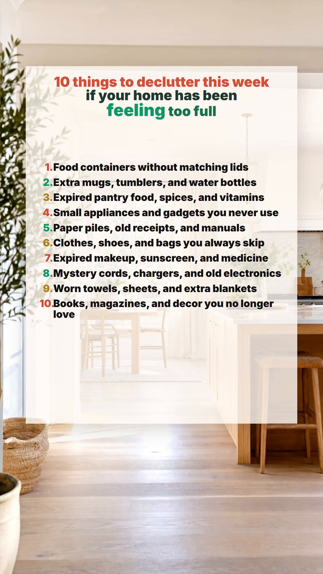 Checklist still frame showing all ten things to declutter this week
