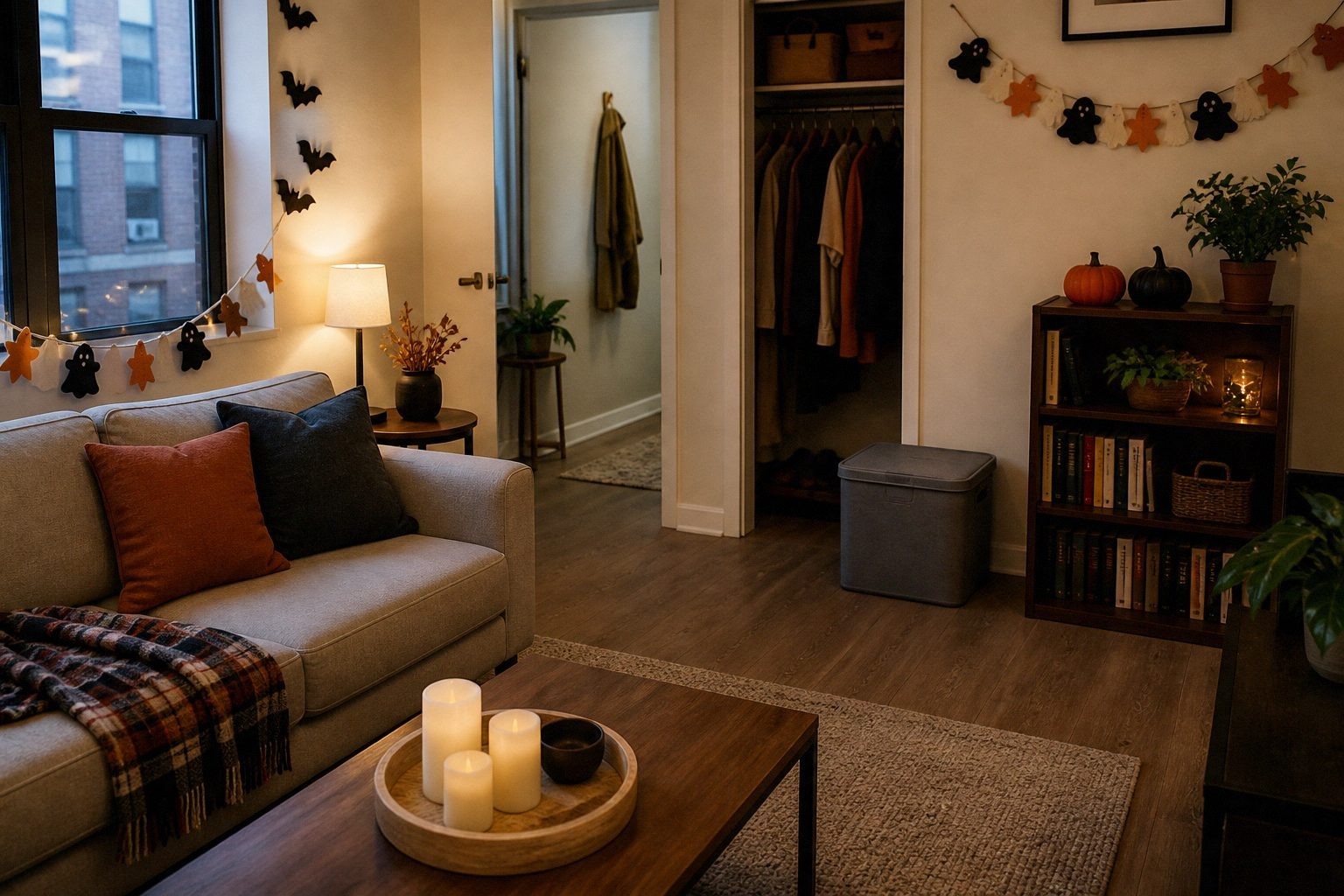 Apartment Halloween Decor That Fits in One Storage Bin