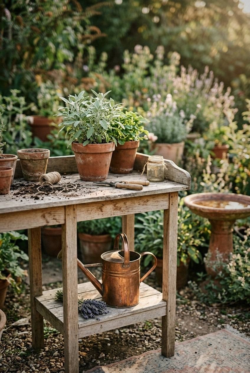 Two wooden chairs facing a small fire pit in a gravel ring at dusk