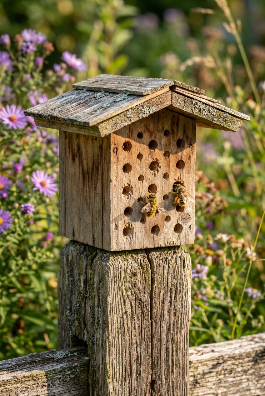 Shallow terracotta saucer with flat rocks providing drinking and bathing water for birds and pollinators