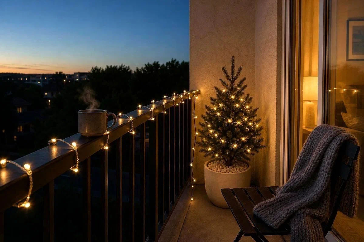 Balcony Christmas Lights, No Drilling Required