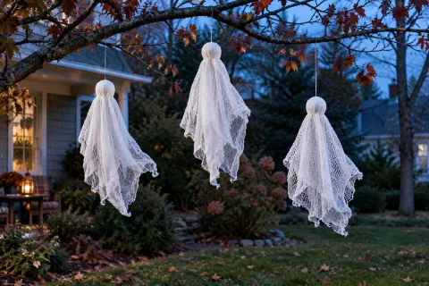 Cheesecloth Ghosts That Hang Outside and Move