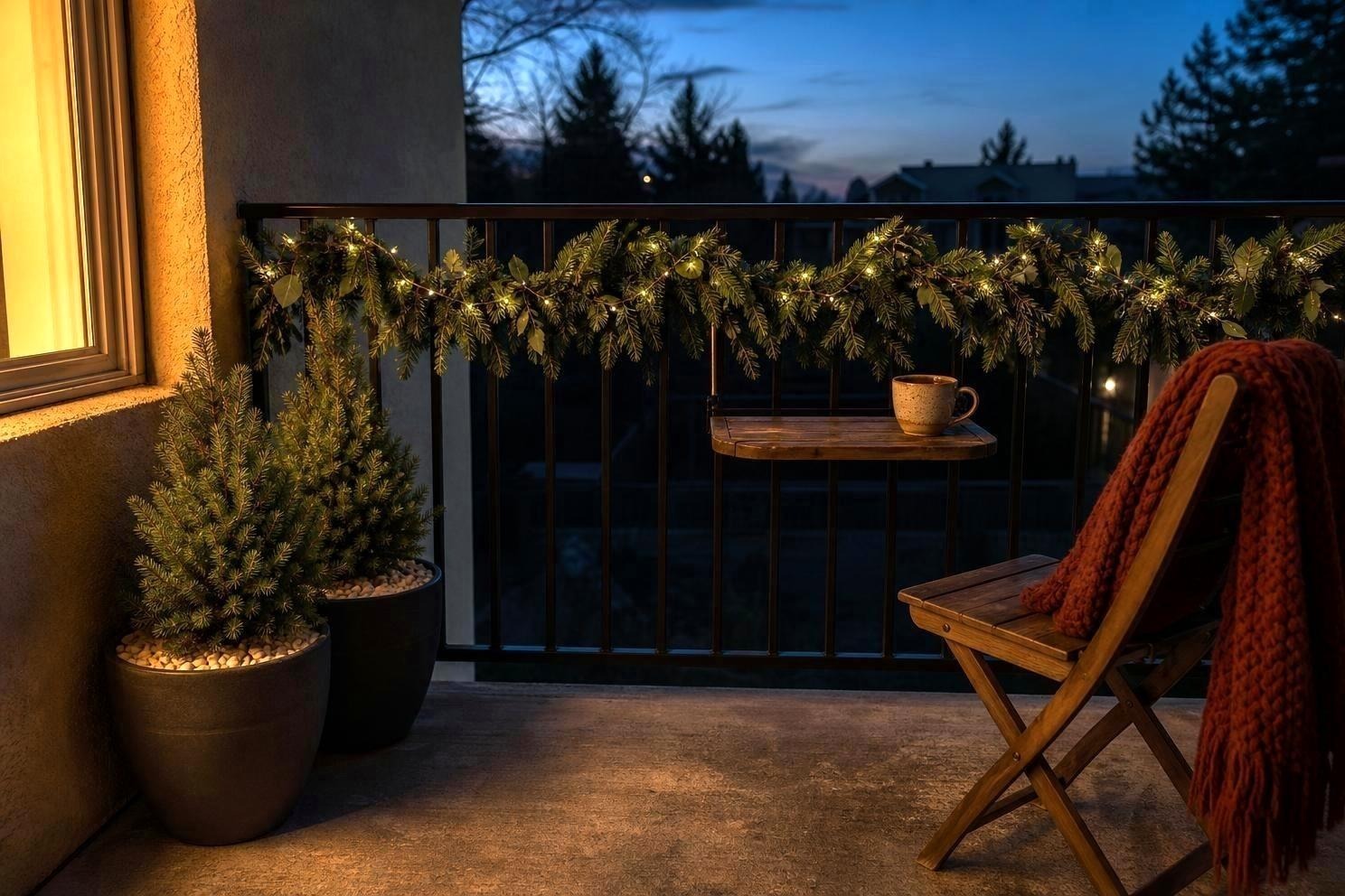 Christmas Balcony Decor for a Small Apartment
