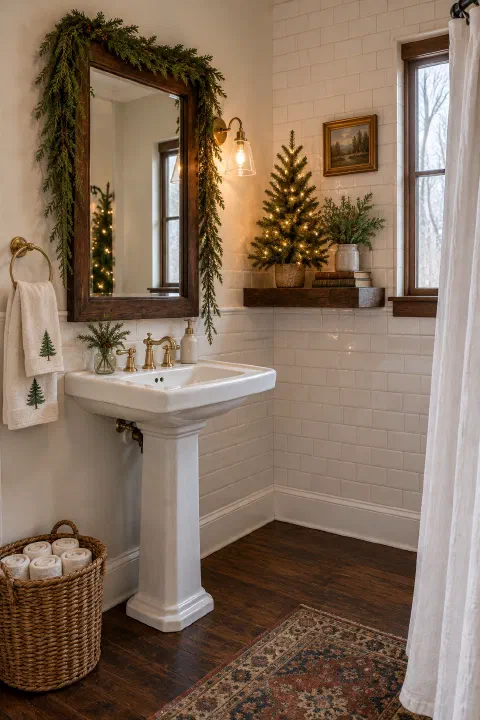 Christmas Bathroom Decor for a Small Rental: 9 No-Nail Ideas