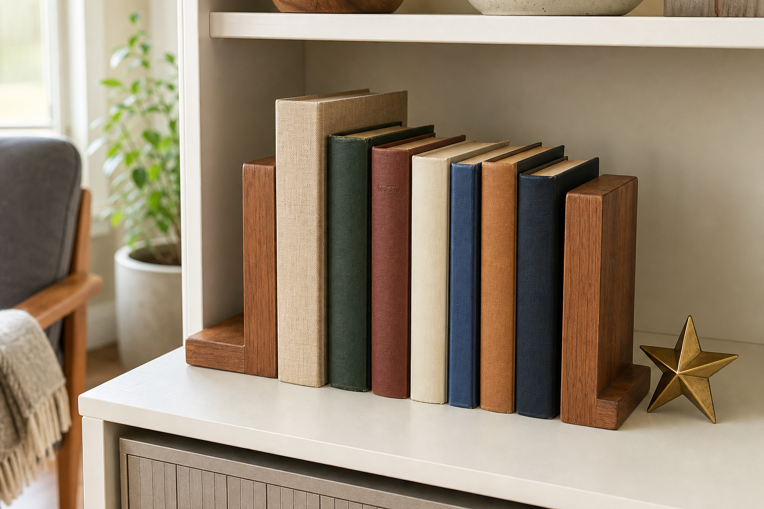 Bookends holding a reachable row