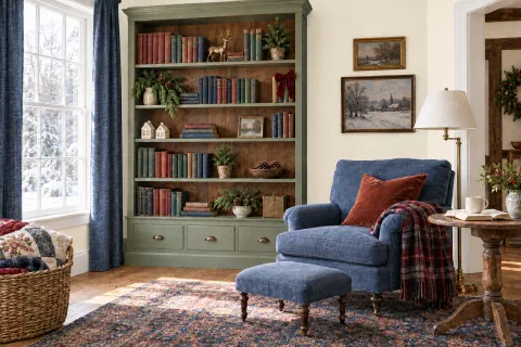 7 Christmas Bookshelf Decorating Ideas That Keep Books Reachable