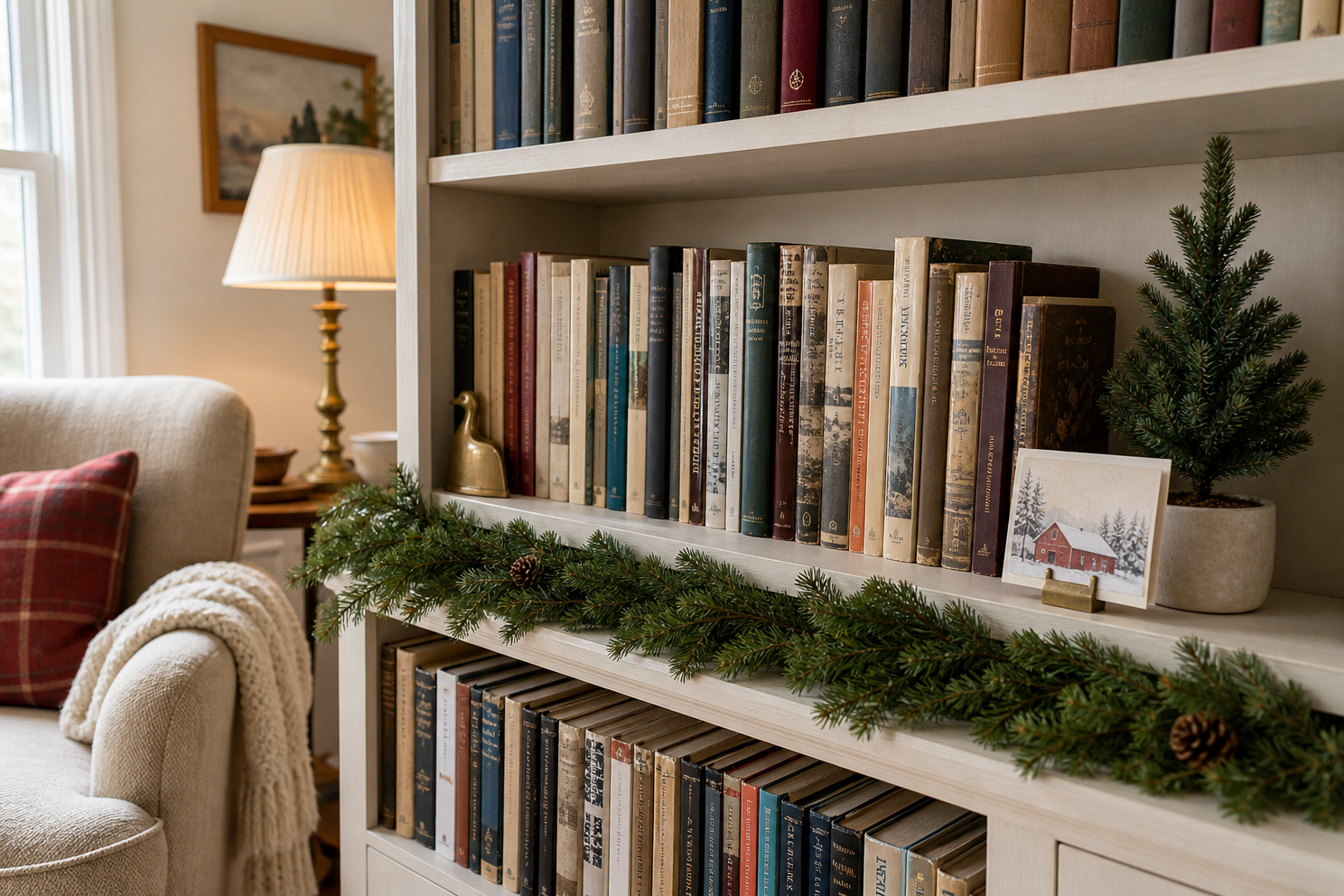 7 Christmas Bookshelf Decorating Ideas With Your Books