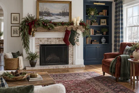 Christmas Mantel Decor That Fits the Mantel You Have