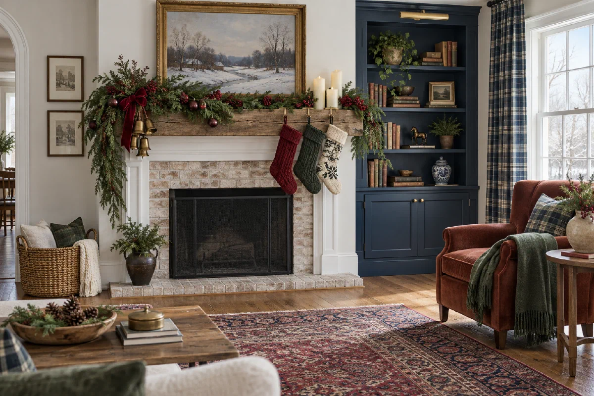 Christmas Mantel Decor That Fits the Mantel You Have