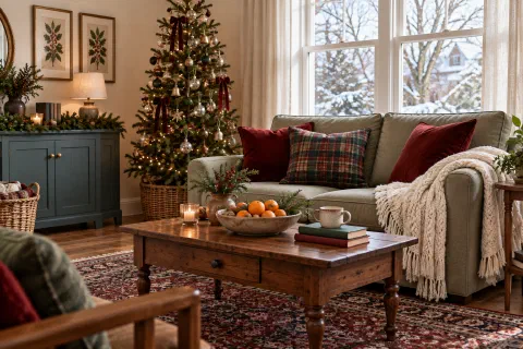 Cozy Christmas Decor for a Small Living Room
