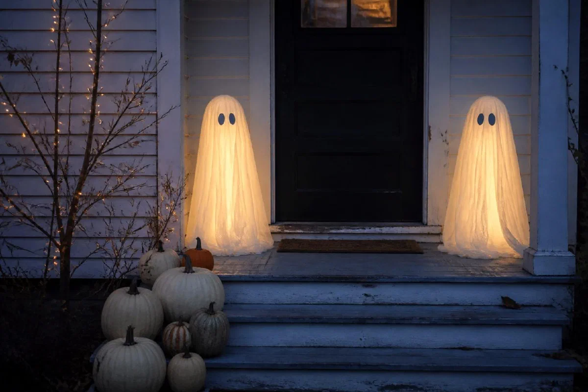 Halloween Front Porch Decor: The Lit Ghost Look