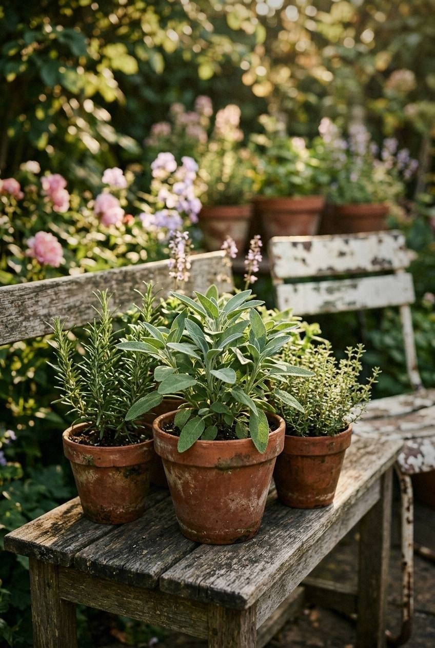 Hands picking fresh basil leaves from a windowsill pot for an evening pasta sauce