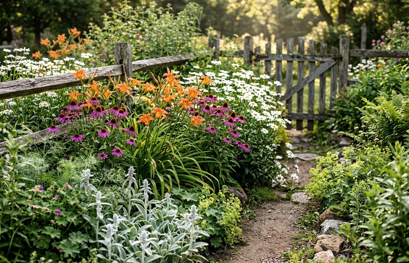 Bright zinnias and cottage flowers suited for a simple mailbox bed