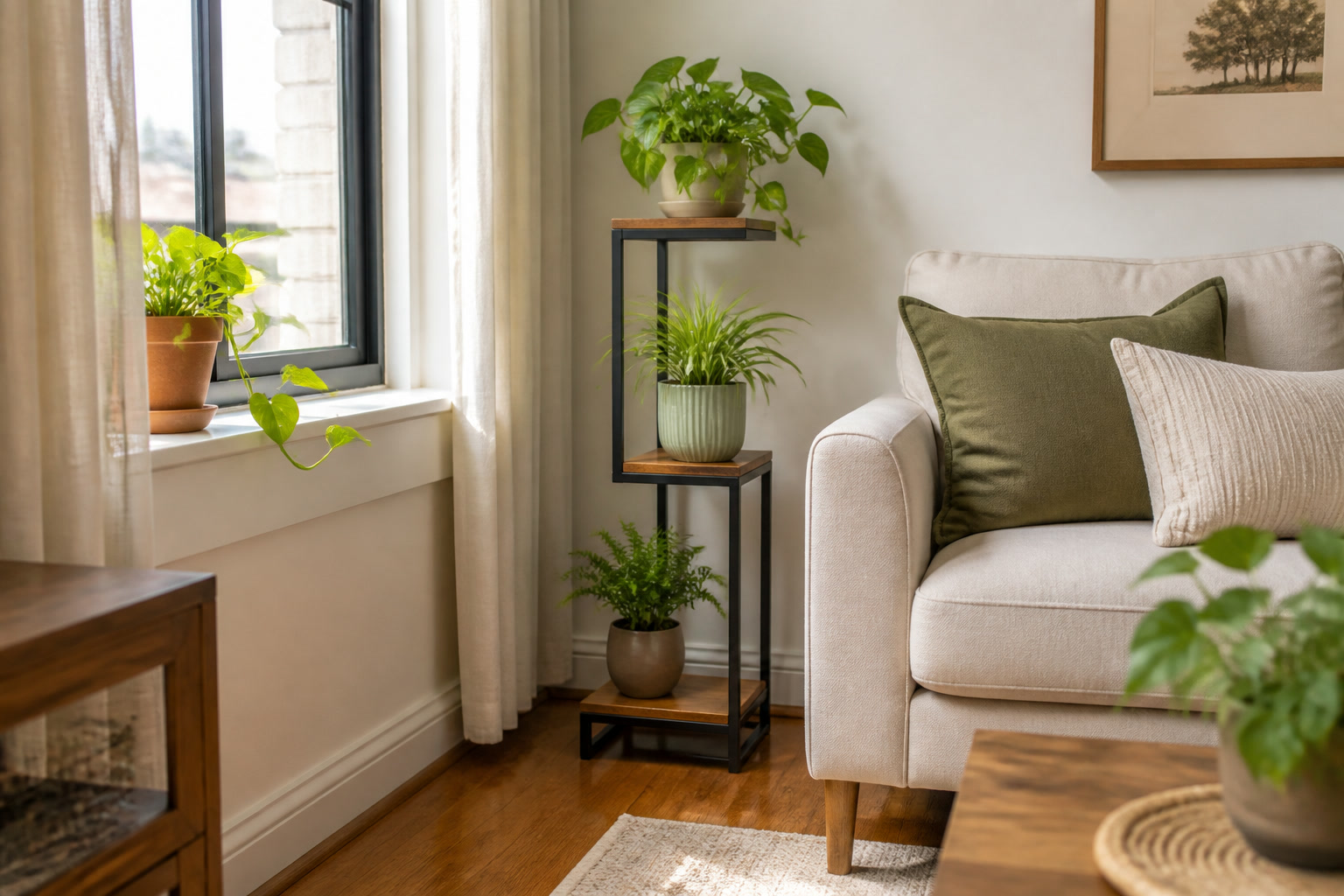 Narrow Plant Stands for Small Apartment Corners