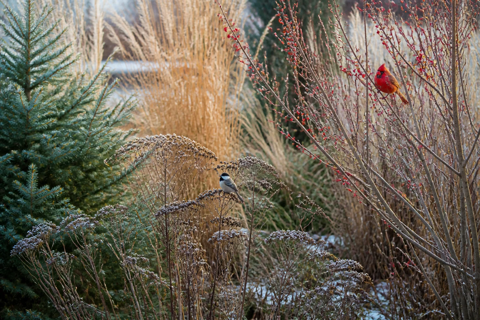 Bushes With Berries for Birds: A Fall and Winter Landscape