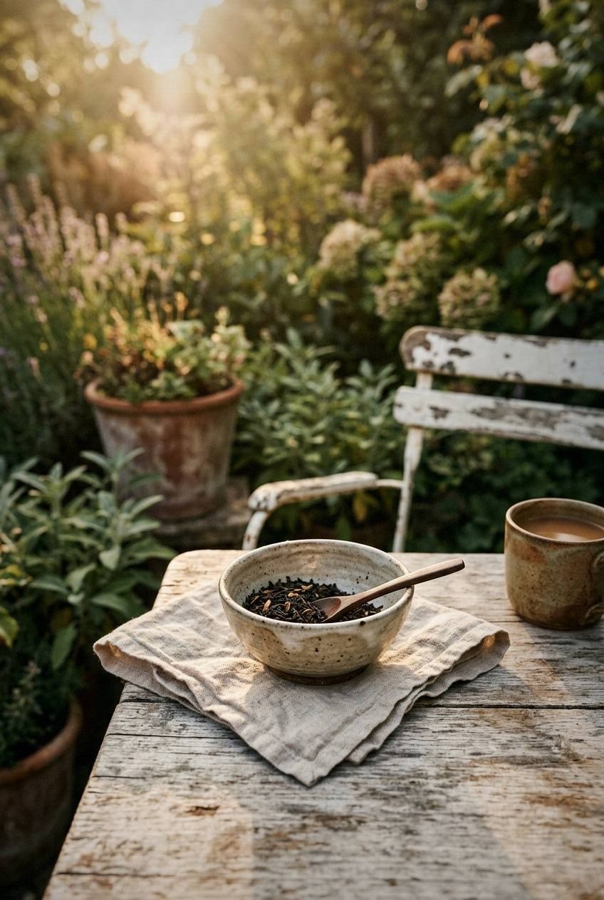 Quiet chair by a window with a coffee cup and morning light filtering through