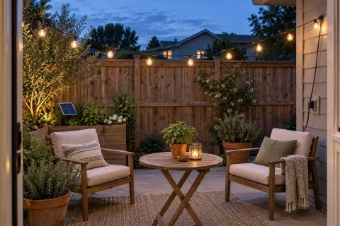 String Light Patio Ideas That Work Without a Pergola