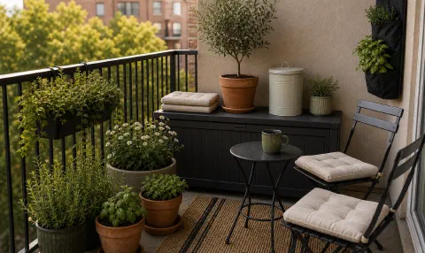 Tiny Balcony Storage Ideas for Cushions and Soil