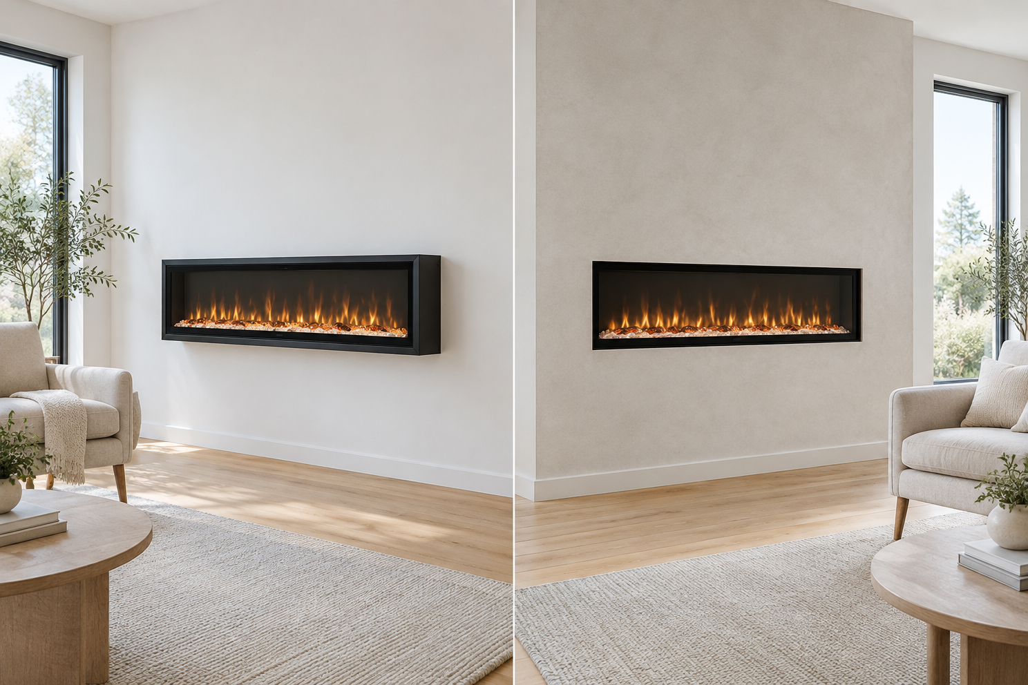 Wall-Mounted vs Recessed Electric Fireplace