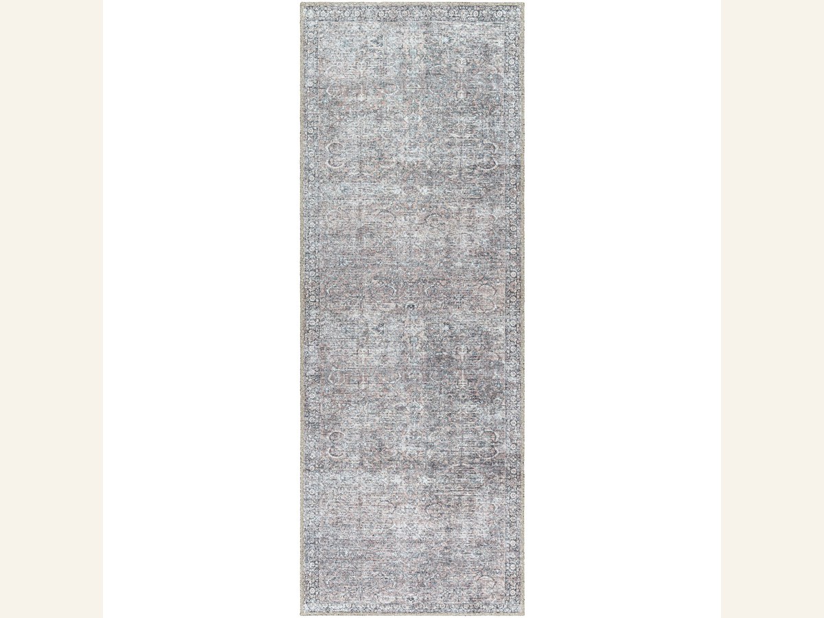 Brown patterned washable runner rug for an entryway
