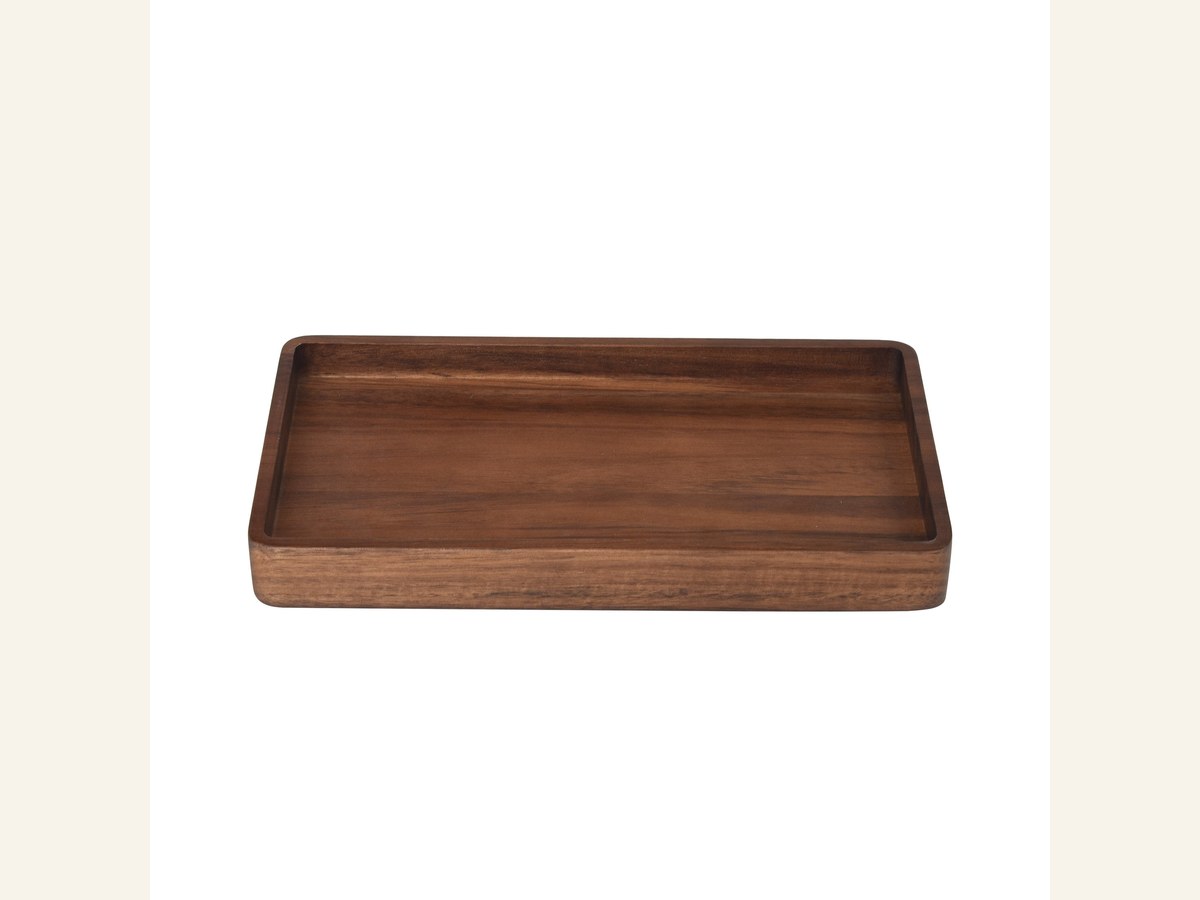 Small acacia wood catchall tray for keys and mail
