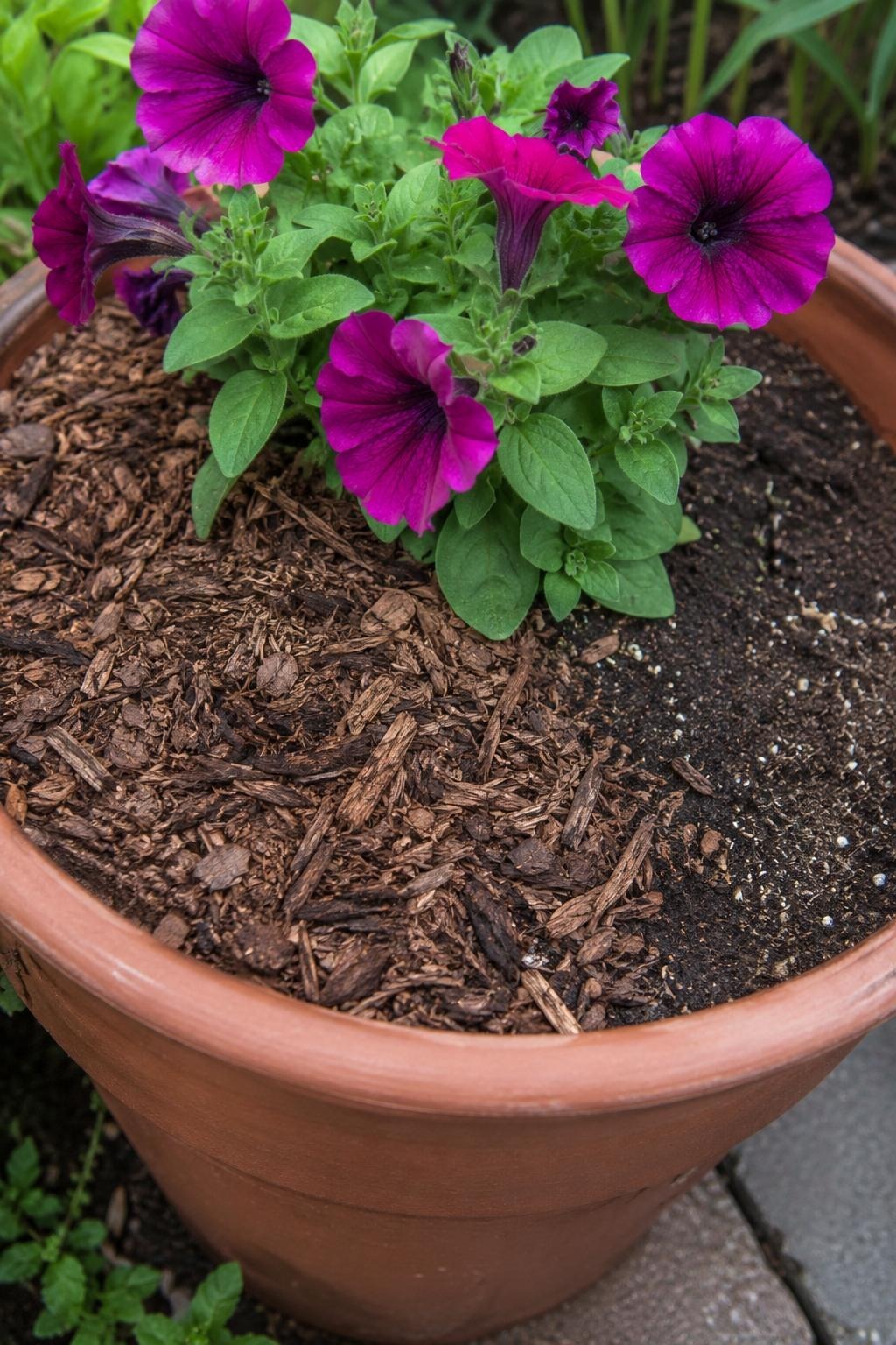 Root-bound plant pulled from its nursery pot showing circling white roots