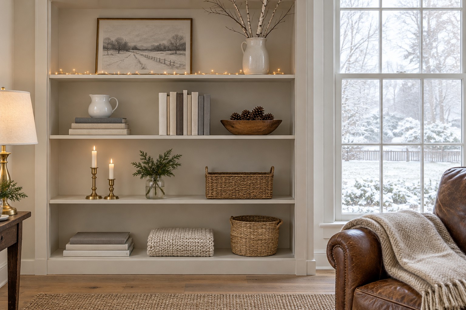 9 Winter Shelf Decor Ideas for After Christmas