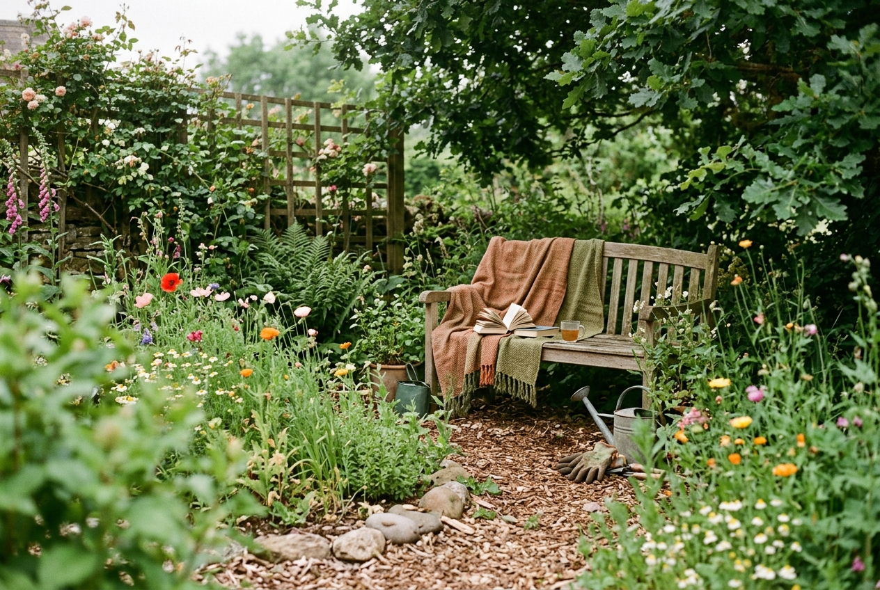 Freshly scattered seed patch with light rake marks visible in soil